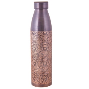 Antique Finish Pure <b>Copper</b> <b>Bottle</b> with Artistic Etching Perfect for Health <b>Drinking</b> and Premium Gifting - Product Image 1