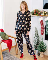 Ensemble de pyjamas de Noël personnalisés pour la famille, 100% polyester, vêtements de nuit décontractés assortis pour les fêtes, imprimé pain d'épices, collection de vêtements pour la famille