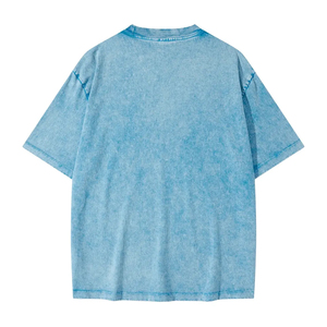 เสื้อยืดผู้ชายไซส์ใหญ่ สีพื้น ผ้าฝ้ายฟอก แขนสั้น สไตล์ลำลอง ผ้าถักย้อมสีพื้น สำหรับฤดูร้อน - Product Image 5
