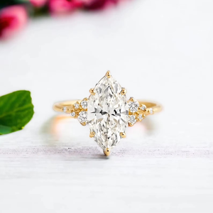 925 Silver 14K Solid Gold Marquise Cut Engagement <b>Ring</b> Original Moissanite Diamond Wedding Anniversary <b>Ring</b> For Unisex - Product Image 3
