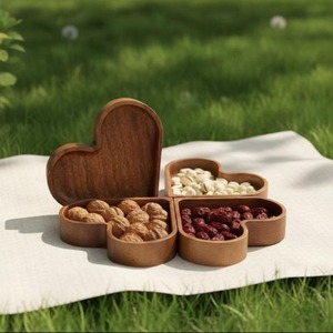 Plateau en bois en forme de fleur, parfait pour servir des salades, des fruits, des collations, élégant plateau en bois, idéal pour un panier-cadeau, fabriqué en Inde. - Product Image 5