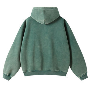 Sudadera con capucha prémium para hombre, con cremallera, efecto descolorido por el sol y lavado ácido, de peso pesado, oversize, holgada, con hombros caídos, manga larga, estilo streetwear - Product Image 2