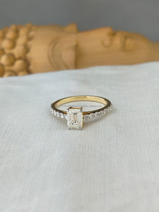 Emerald Cut Diamond Ring with Side <b>Stones</b> in Yellow Gold Luxury Bridal Engagement Ring Elegant Wedding Anniversary Gift for Her - Product Image 4