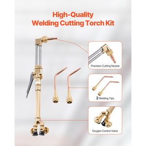 Kit de chalumeau oxyacétylénique portable 14 pièces, ensemble de soudage et de découpe au gaz avec chalumeau double tuyau 177 pour le brasage - Product Image 4