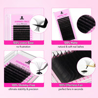 Ekstensi Bulu Mata Alami Buatan Tangan Rusia Klasik Praktis, Anti-Shimmy, Panjang, Mudah Dibentuk Sendiri, CD Curl, Vegan, Hitam