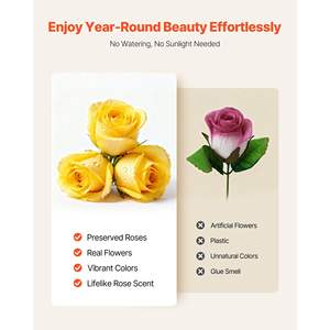 Flores Eternas, 27 Rosas Amarillas Preservadas en Caja con Forma de Corazón, Ramo Inmortal para Cumpleaños, Aniversario, Días Festivos, San Valentín - Product Image 4