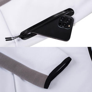 Chándal Unisex Blanco con Capucha y Cremallera, Manga Larga, Ligero, Diseño Deportivo Informal, Color Sólido, Transpirable, para Adultos, Invierno, con Pedrería - Product Image 4
