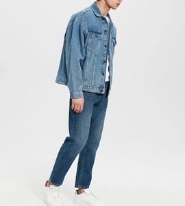 Customized High Quality Unisex Coated Denim Jackets Casual Solid Vintage 100% Cotton Stand Front Pocket Winter Style Plus Size - Product Image 6