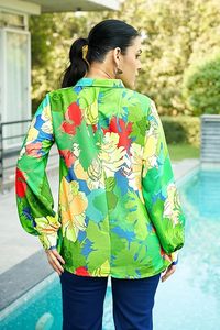 Chemise à fleurs pour femmes, légère, à manches longues, élégante, pour les vacances à la plage, tendance, style western - Product Image 2