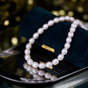 สร้อยคอรูปทรงข้าวสารออโรร่า ขนาด 7 มม. พร้อมไข่มุก DIY ขนาด 3 มม. คุณภาพพรีเมียม หรูหรา ระยิบระยับ ขายส่ง สร้อยคอไข่มุกพรีเมียม - Product Image 1