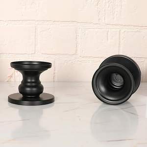 Ensemble de 2 porte-bougies en fer noir mat - Product Image 1