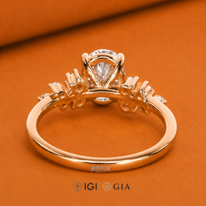 Bague de fiançailles en diamant de laboratoire taille ovale, bague de mariage style Snowdrift pour femme, bague en diamant ovale en grappe, bague d'anniversaire - Product Image 4