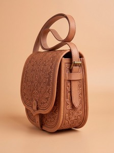 Handtooled Genuine Leather Embroidery Saddle Western Style <b>Hobo</b> Shoulder/<b>Crossbody</b> <b>Bag</b> Foldable Single Strap Daily Riding Travel - Product Image 5
