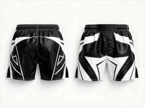 Shorts de Muay Thai en polyester satiné respirant et confortable, à taille haute, sublimés, directement de l'usine, pour le kickboxing et la boxe. - Product Image 2
