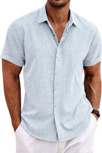 Camisa Casual con Botones para Hombre Fly Fit 2025, 100% Algodón Orgánico Transpirable, Satinado, Estilo Urbano, Manga Corta, para Playa y Verano - Product Image 4