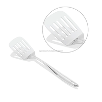 Spatule de cuisine durable en acier inoxydable 306 finition miroir avec poignée en silicone, compatible lave-vaisselle, pour cuisines domestiques, restaurants, hôtels, vente en gros