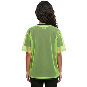 Camiseta de malla transparente para mujer, cuello redondo, manga corta, ajuste holgado, transpirable, camiseta transparente con hombros caídos - Product Image 2