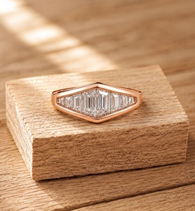 Bezel Style Classic Baguette Brilliant Cut Lab Grown Color E VVS Vintage Ring 10k 14k 18k Solid Gold Engagement Ring For Women - Product Image 3