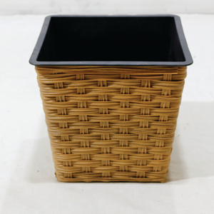 Pot de fleurs carré en rotin synthétique minimaliste, sculpté à la main, léger, résistant aux intempéries, durable, écologique, tissé - Product Image 2