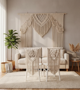 Décoration murale de luxe, grande toile murale bohème faite à la main en macramé pour cérémonie, fête, décoration de la maison - Product Image 5