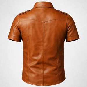 Chemise en cuir PU pour homme, coupe classique, boutonnée, manches longues, pour un style décontracté, professionnel, pour les tenues du week-end et au quotidien - Product Image 2