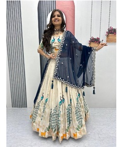 New Indian Traditional Pure <b>Tissue</b> Silk with Heavy Thread and Sequence Work Lehenga Choli for <b>Wedding</b> Season for Women Wear - Product Image 1