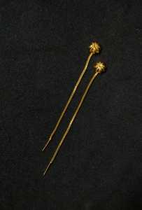 Indian Gold Plated Floral <b>Stud</b> Threader <b>Earrings</b> Long <b>Chain</b> Dangle Fashion Artificial Jewelry for Women Girls Wholesale - Product Image 3