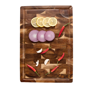 Planche à découper rectangulaire en bois à grain de bois apparent, antidérapante, épaisseur 3,5 cm, compatible lave-vaisselle, collection artisanale THC-2837 - Product Image 1
