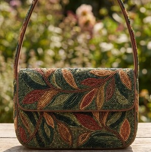Green Floral Embroidery <b>Seed</b> Beaded Jewelry <b>Storage</b> Bag Colorful Modern Shoulder Bag Luxury Fashion Casual Travel - Product Image 3