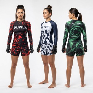 Conjunto de Rashguard de MMA para Mujer Prime, Manga Larga y Pantalones Cortos, Estampado por Sublimación, Ajustado, Transpirable, de Secado Rápido y Elástico - Product Image 5