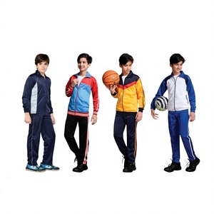 Autumn <b>Winter</b> Unisex Middle School Children's School Uniforms Zipper <b>Coat</b> and Sports Suits Made of Matte Polyester - Product Image 4