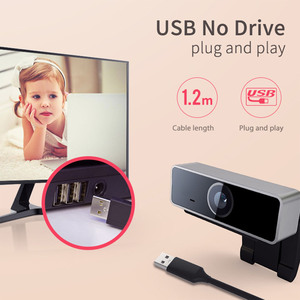 1pc FHD 1080PウェブカメラUSB <span class=keywords><strong>PC</strong></span>コンピュータウェブカメラ自動フォーカスマイク60度幅デスクトップラップトップウェブカメラライブウェブカメラ - Product Image 1