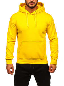 Sweat à capuche en molleton 100% coton jaune basique - Unisexe décontracté avec séchage rapide et respirant - Product Image 1