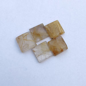 Gema Cabujón Cuadrada de Rutilo Dorado, Piedra Suelta Calibrada Natural para Joyería al por Mayor - Product Image 1