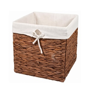 Factory Price Hot Wholesale Living Room Handmade Water Hyacinth Woven Eco-Friendly <b>Foldable</b> Storage <b>Basket</b> Laundry <b>Basket</b> - Product Image 1