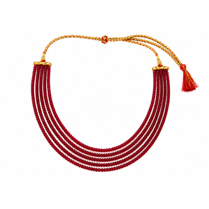 Collier unisexe élégant et nouveau en perles facettées argentées et bordeaux de 4 mm, avec cordon réglable, idéal pour mariage et fête, par Shree Ambikanath - Product Image 1