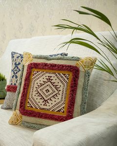 Sophisticated Global-Inspired Decorative <b>Cushion</b> <b>Cover</b> with Rich Multi-Layered Textures - Product Image 3