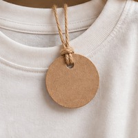 Étiquettes suspendues rondes personnalisées en kraft avec cordon naturel pour vêtements, sacs et étiquettes de marques de mode