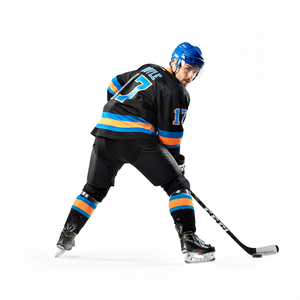 Uniforme de Hockey sobre Hielo Más Vendido en Negro con Rayas Naranjas, Jersey de Hockey sobre Hielo Extra Grande con Ropa Deportiva Corta y Transpirable - Product Image 5