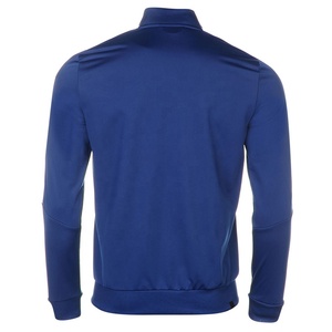 Veste de survêtement bleue pour homme avec fermeture éclair intégrale, rayures blanches, col montant, design sportif, respirante, en polyester, pour l'automne - Product Image 4