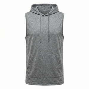 Débardeur de sport sans manches pour homme avec poche kangourou, 100 % coton, séchage rapide, respirant, vente en gros - Product Image 1