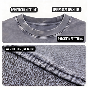 T-shirt en coton délavé surdimensionné pour homme, style rétro streetwear, col rond décontracté, tendance, marché de gros américain - Product Image 4