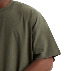 Camiseta de Algodón Verde Oliva Extra Grande para Hombre, Manga Corta, Cuello Redondo, Estilo Casual, Color Sólido, Tejido Jersey, Corte Ajustado - Product Image 2