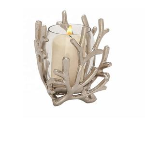 Bougeoir en aluminium en forme de branche en finition nickel bougeoir bougeoir modernisme pour décoration de mariage à la maison et à l'événement - Product Image 6