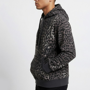 Mens <b>Leopard</b> <b>Print</b> Hooded Sweatshirt Regular Fit Casual Long Sleeve 100% Polyester French Terry Autumn Wear - Product Image 2