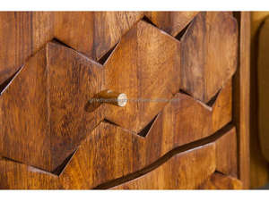 Wooden Geometric Bedside <b>Table</b> Mid-Century Modern Nightstand Carved Wood 2-Drawer Side <b>Table</b> Retro Wooden Bedside Cabinet 2026 - Product Image 6