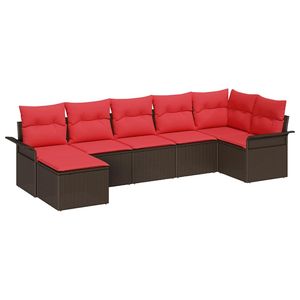 Ensemble de canapés de jardin en polyrotin marron avec coussins, collection de meubles d'extérieur élégante - Product Image 2