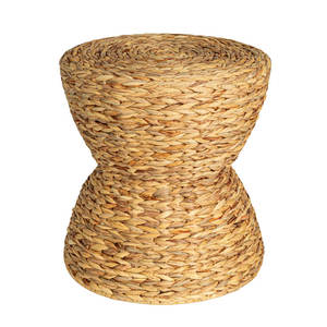 Tabouret sablier en jacinthe d'eau fabriqué à la main - Product Image 1