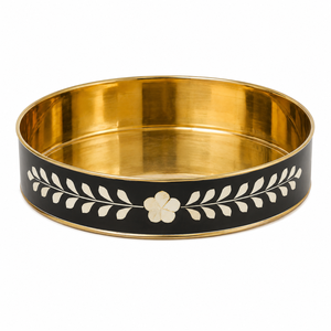 Bandeja Redonda de Lujo con Incrustaciones de Hueso |   Bandeja Decorativa Hecha a Mano para Servir Café y Té, Decoración Premium para el Hogar, Regalo para Bodas y el Hogar - Product Image 1