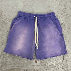 กางเกงขาสั้นผู้ชายแบบมีเชือกผูกสีไล่ระดับสีลำลองเอวกลางแบบถักสไตล์เรียบง่ายสีม่วงชมพู - Product Image 2